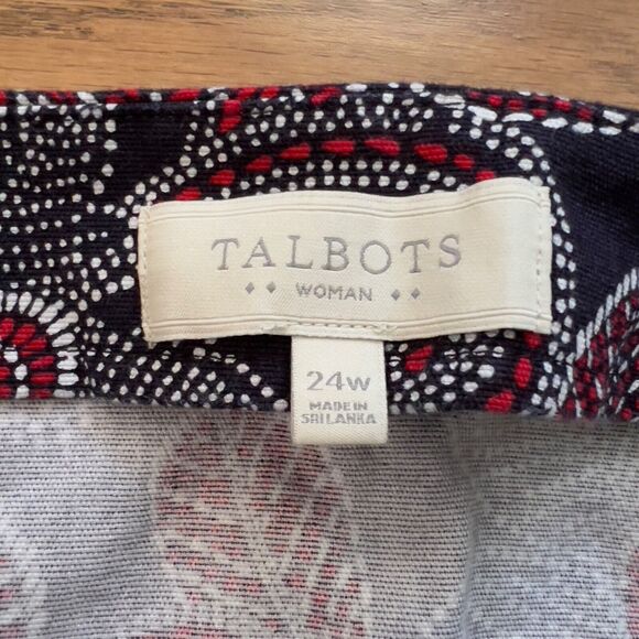 Talbots Woman Pencil Skirt Size 24W Navy Blue/Red/White Floral Print - Picture 7 of 12